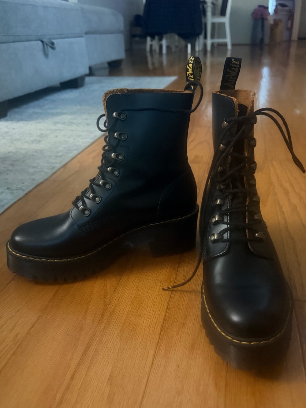 Dr. Martens Black Leather Platform Lace-Up Boots